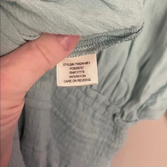 Lovestitch small blue lace crochet smocked dress rayon v neck tie back - Picture 8 of 8